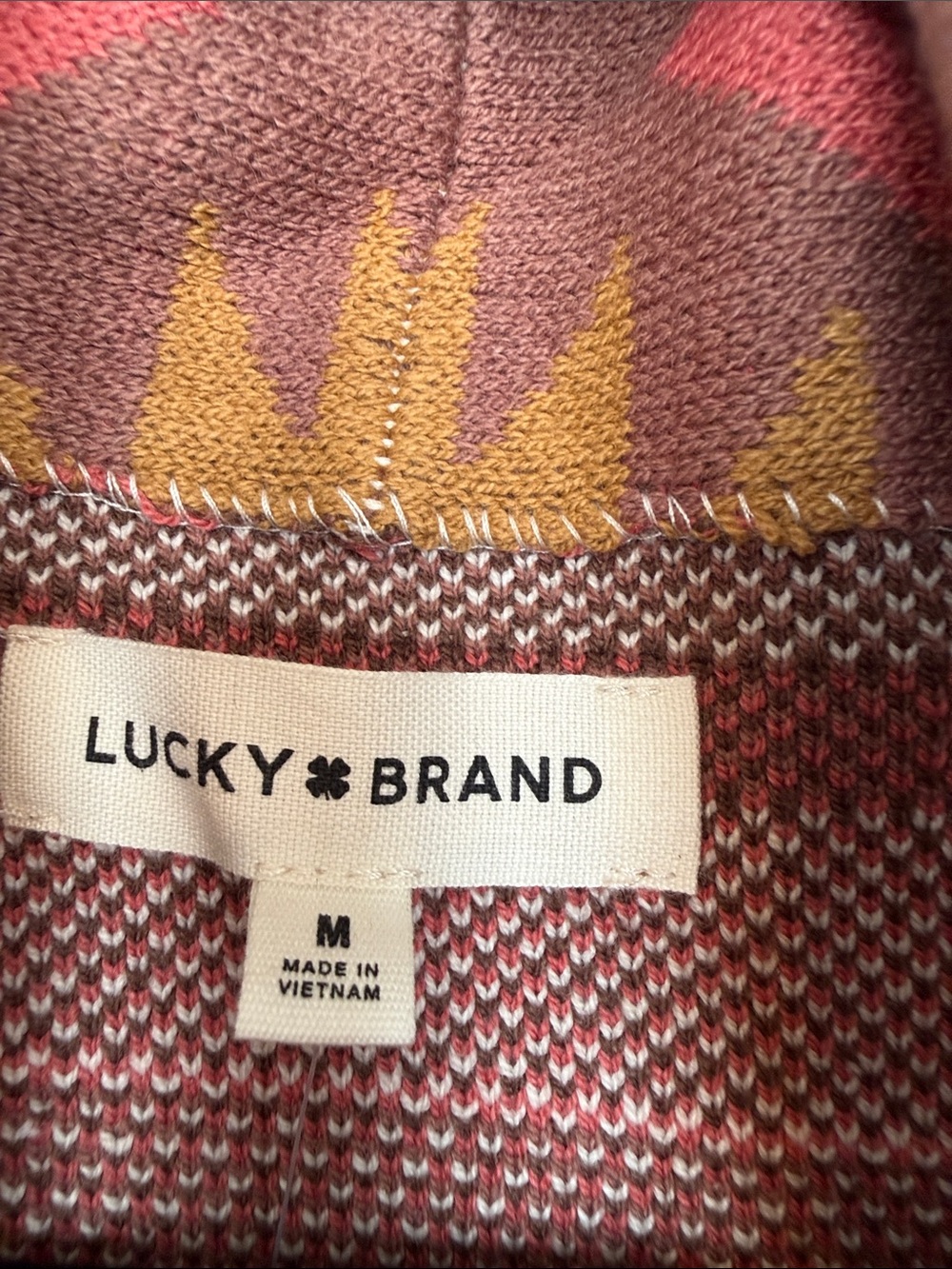 Lucky Brand Aztec Open-Front Cardigan in Pink, Brown, Rust & Cream - Picture 2 of 12